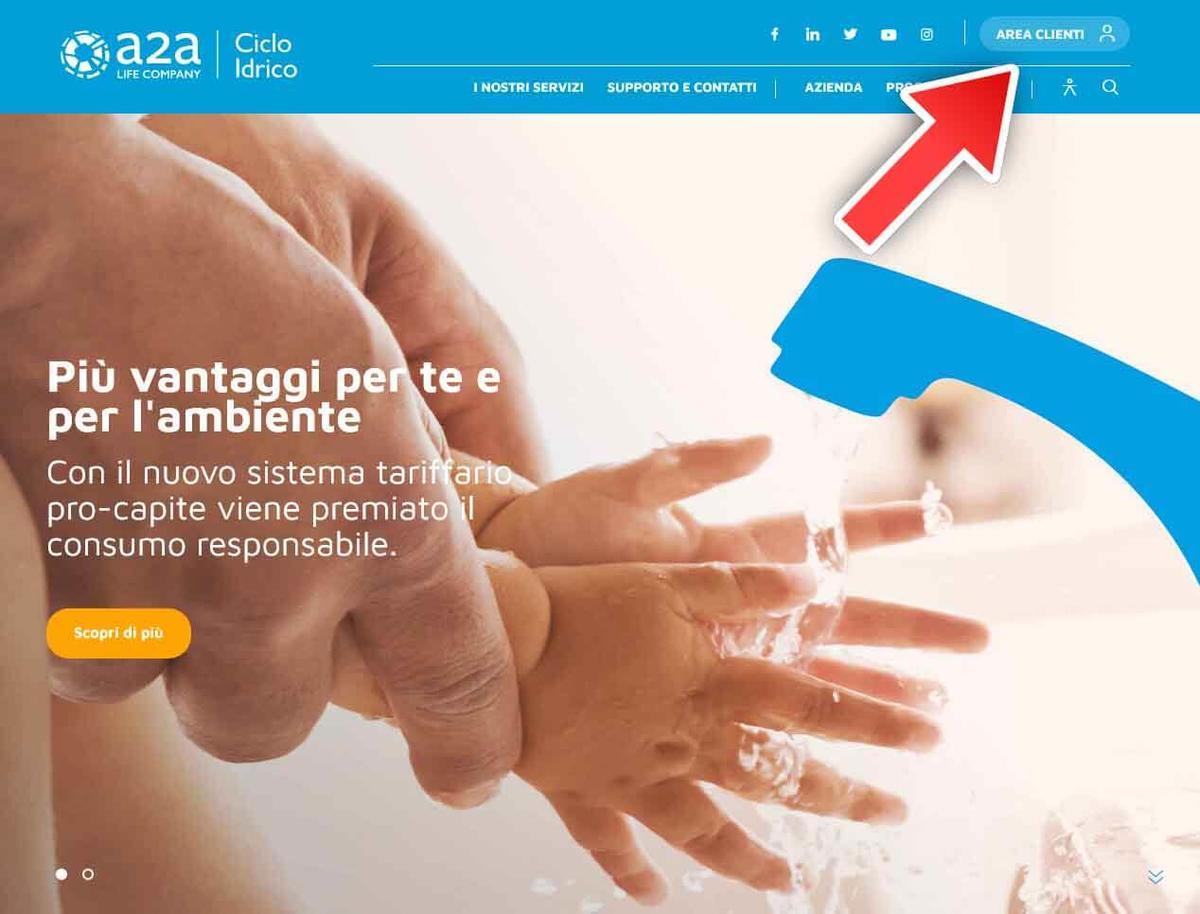 L'area clienti A2A Ciclo Idrico permette di accedere a numerosi servizi. Con l'area clienti A2A Ciclo Idrico si può gestire la propria fornitura acqua.