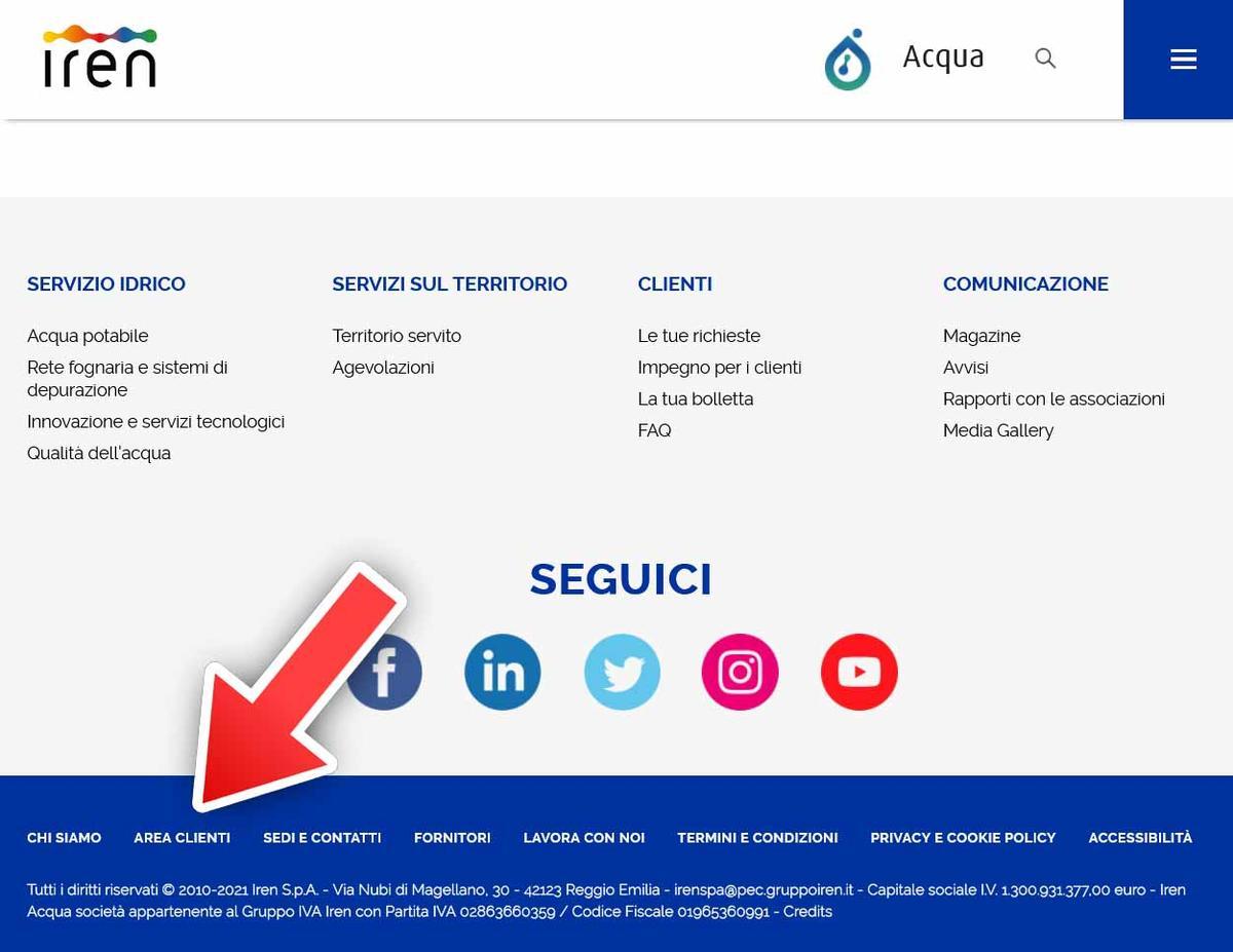 L'area clienti Iren You è accessibile dal sito Iren Acqua.